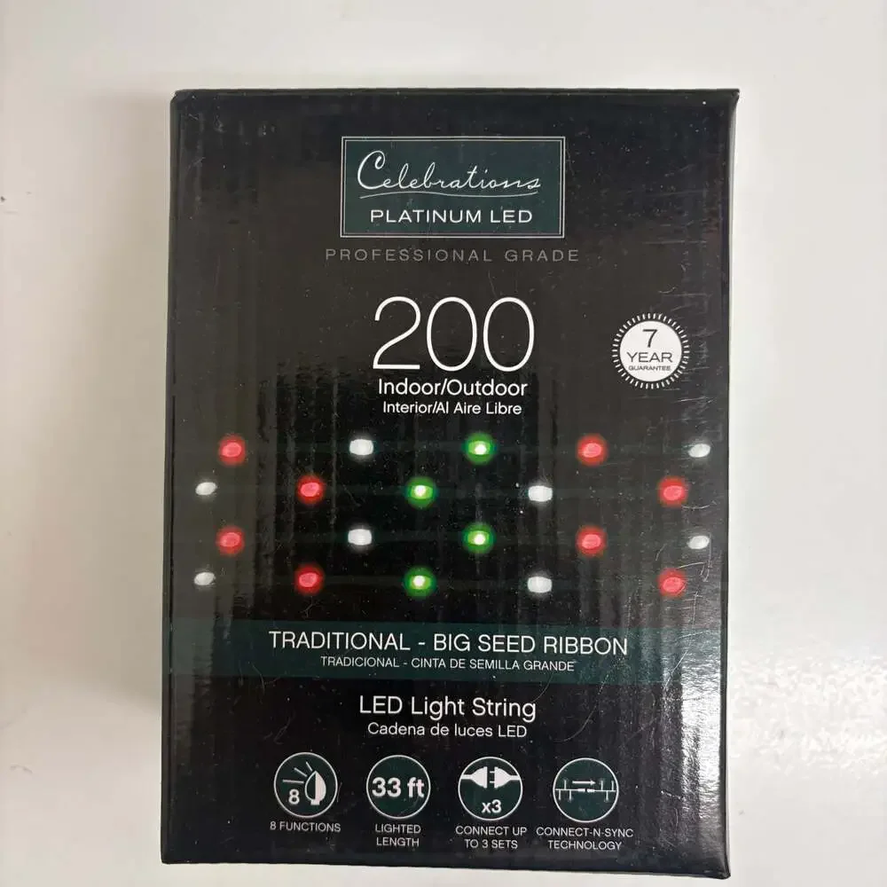 Celebrations Platinum 200 Count LED T5 Multicolored String Lights 33 ft.